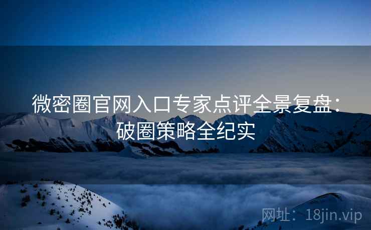 微密圈官网入口专家点评全景复盘：破圈策略全纪实